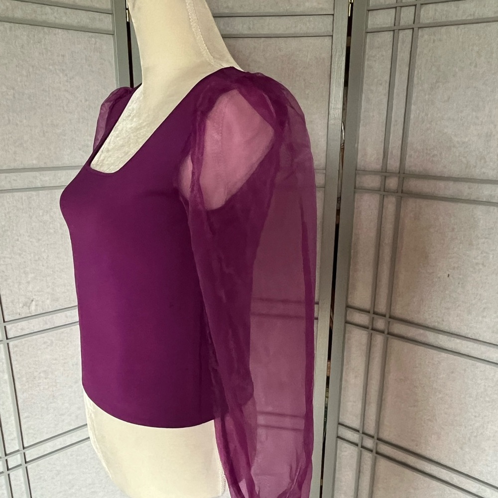 House of Harlow 1960 Purple Sheer Sleeve Blouse - Picture 5 of 10